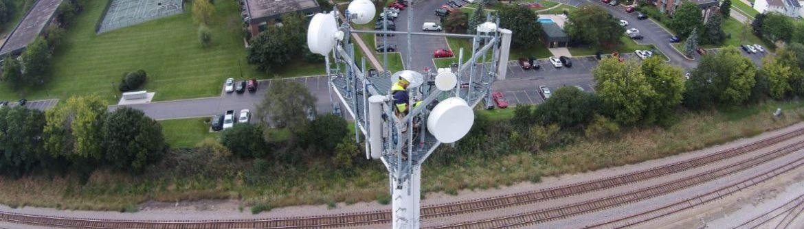 SAC Wireless. A work at the top of a wireless tower.