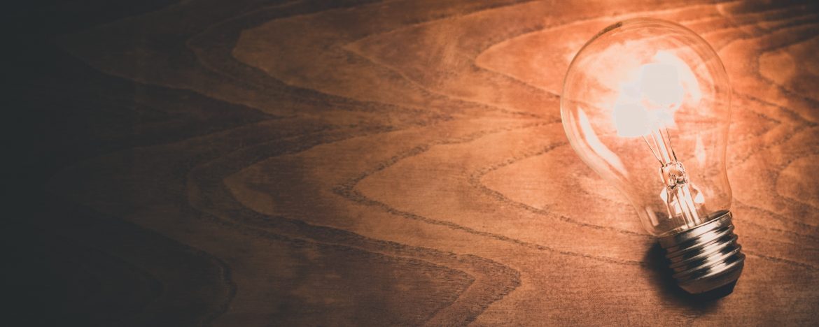 Werner Electric Ventures. A lightbulb on a wood table.