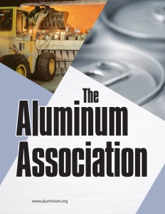Aluminum Association brochure cover showing an excavator and aluminum cans.