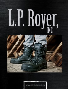 L.P. Royer, Inc. brochure cover showing a pair of boots being worn from a little above the ankle, down.