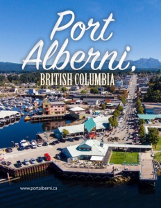 Port Alberni British Columbia brochure cover showing an aerial view of the area.