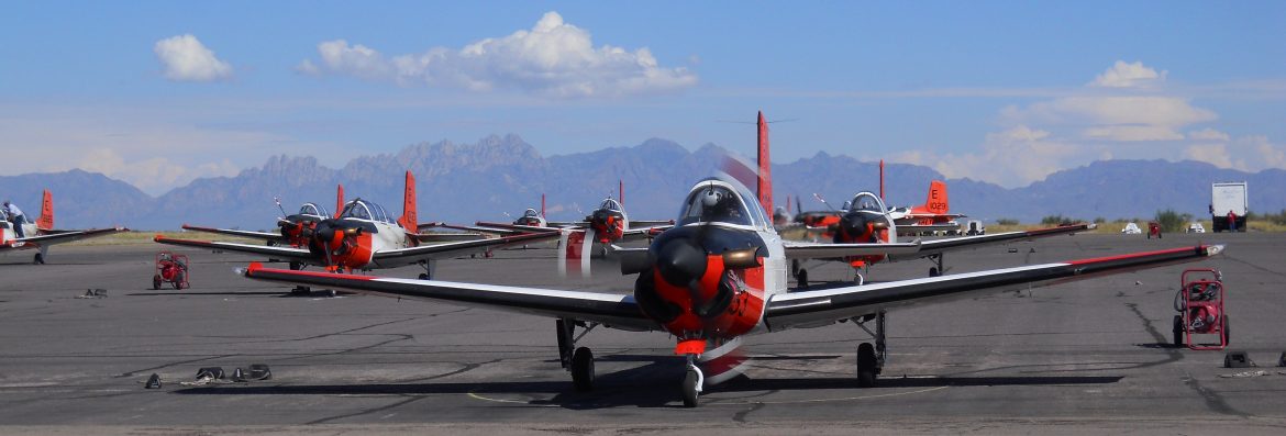 Las Cruces International Airport Navy planes on the runway.
