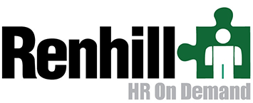 Renhill HR On Demand logo with a puzzle piece shape and a figure graphic.