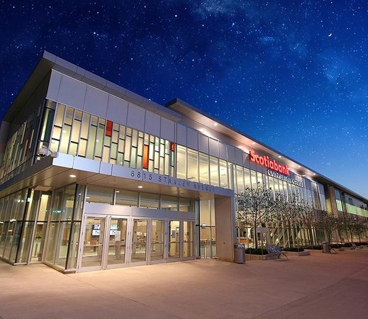 Niagara Falls, Ontario Scotiabank Convention Centre outside night shot